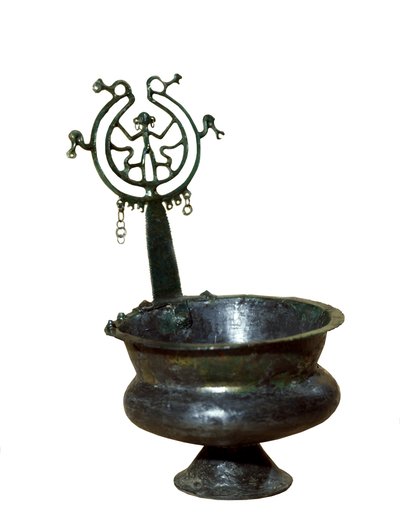 Cup with Decorative Handle and Human Figure by Etruscan